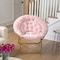 Flash Furniture Gwen 38" Oversize Portable Faux Fur Folding Saucer Moon Chair for Dorm and Bedroom, Blush Faux Fur/Soft Gold Frame FV-FMC-025-BL-SGD-GG - alternate 1